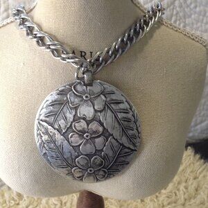 VTG Aluminum Emerson Floral Pendant MCM Modern Post War Jewelry Collectible Chic